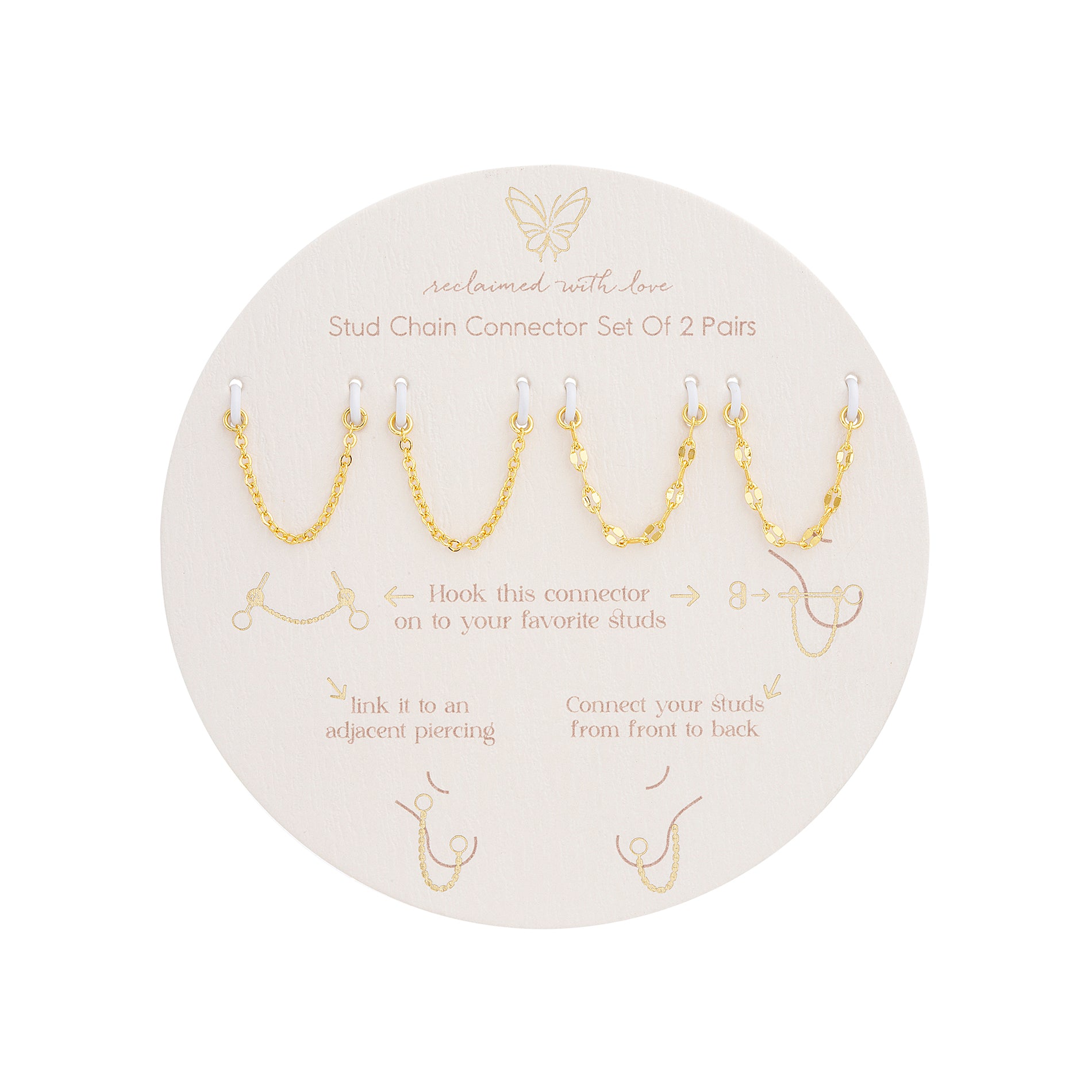 Stud Chain Connector Set in Gold