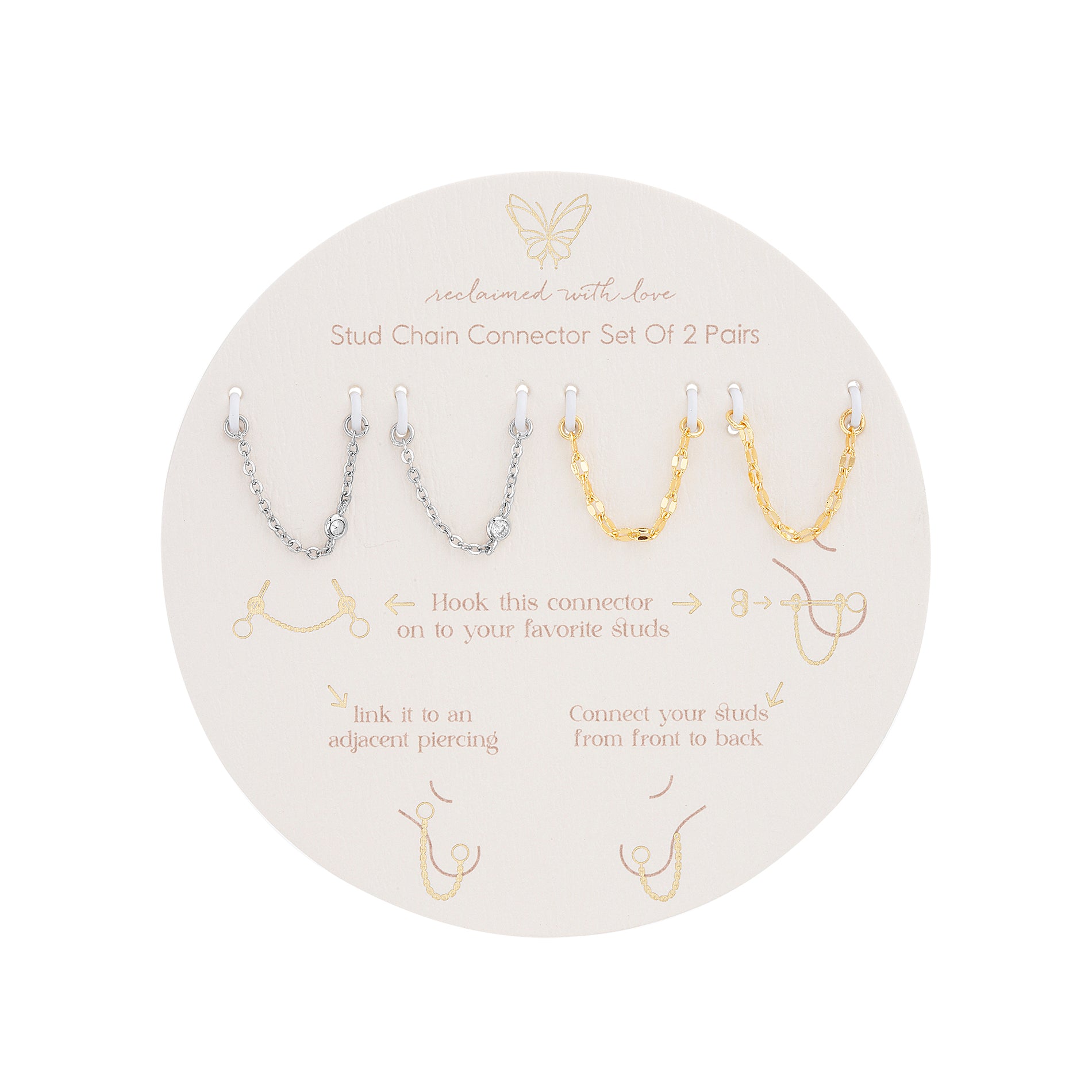Stud Chain Connector Set in Gold