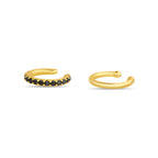 Black Hoop Gold Plated Earrings