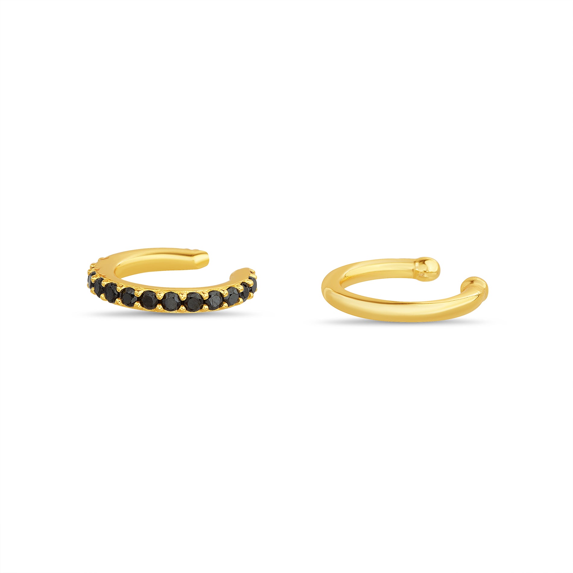 Black Hoop Gold Plated Earrings