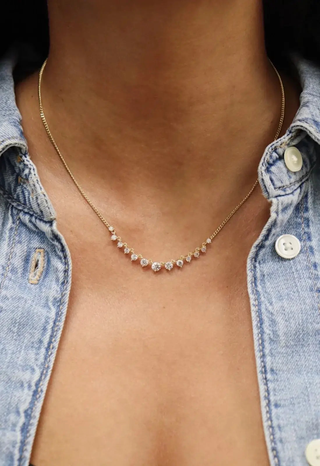 Premium Platinum-Plated Floating CZ Necklace