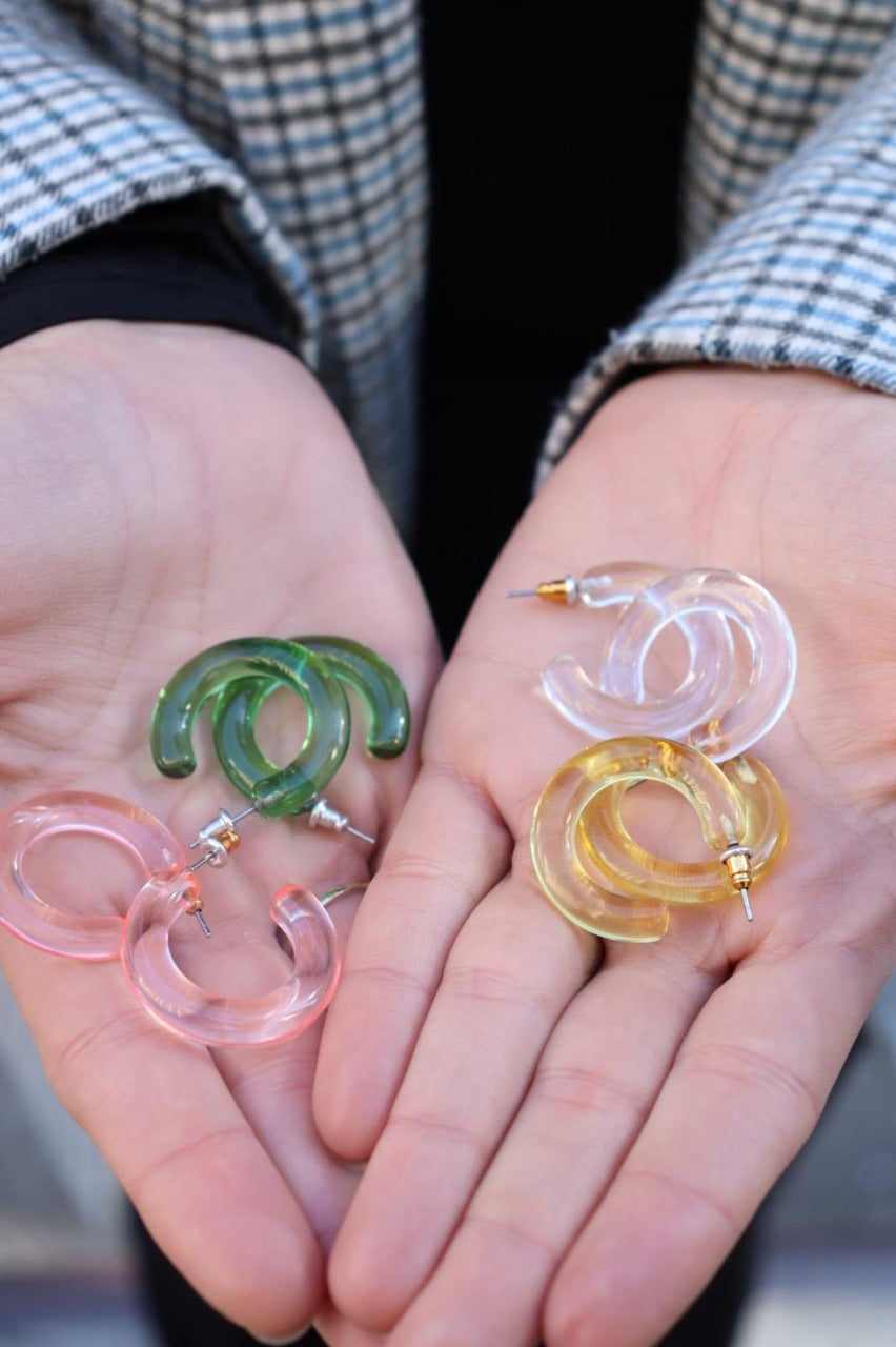 Marble Hoop Bag Earrings 